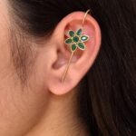 Designer Gold Plated Flower Earcuff | Elegant Stone Work for Daily Wear Perfect Jewelry For Girls