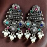 Bulk 88 Elegant Flower Design Earrings | German Silver Pearl & Stone Work Perfect Jewelry for Women - "Multi"