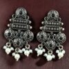 Elegant Flower Design Earrings | German Silver Pearl & Stone Work Perfect Jewelry for Women 18 German Silver Flower Design Earrings with Pearl and Stone Work