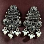 Bulk 92 Elegant Flower Design Earrings | German Silver Pearl & Stone Work Perfect Jewelry for Women - "Black"