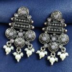 Bulk 96 Elegant Flower Design Earrings | German Silver Pearl & Stone Work Perfect Jewelry for Women - "Baby Pink"