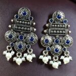 Bulk 98 Elegant Flower Design Earrings | German Silver Pearl & Stone Work Perfect Jewelry for Women - "Blue"