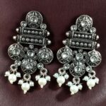 Bulk 102 Elegant Flower Design Earrings | German Silver Pearl & Stone Work Perfect Jewelry for Women - "White"