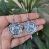 Handcrafted 10 Paisa Coin Earrings | Silver Replica Oxidized Hook Amazing Jewelry for Girls 5 Handcrafted oxidized 10 paisa coin earrings with silver replica hook design