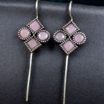 Bulk 84 Traditional Stone Earcuff | Oxidized Silver Plated Ethnic Jewelry Best Gift For Her - "Baby Pink"
