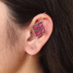 Traditional Stone Earcuff | Oxidized Silver Plated Ethnic Jewelry Best Gift For Her