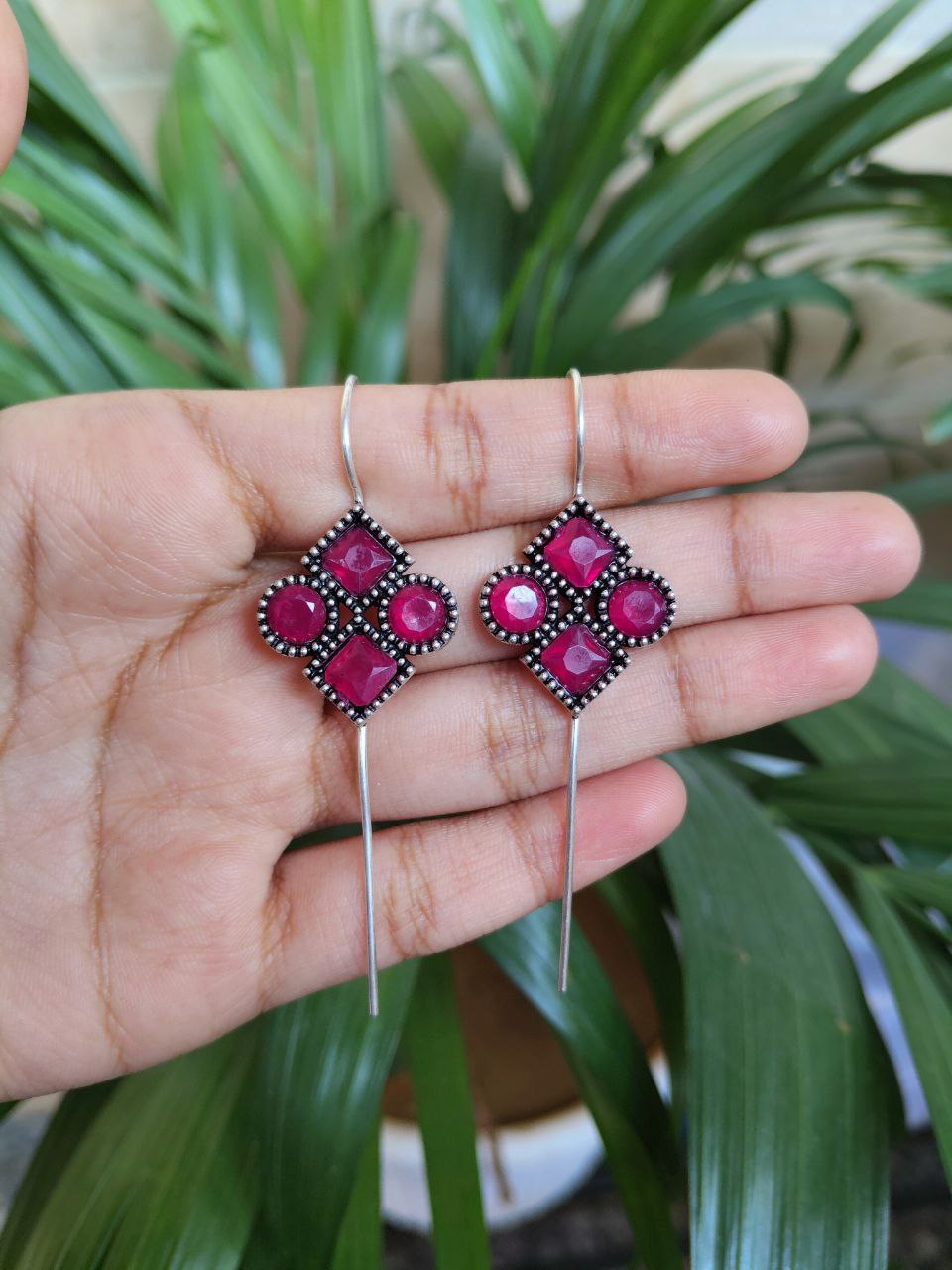 Traditional Stone Earcuff | Oxidized Silver Plated Ethnic Jewelry Best Gift For Her 2 Oxidized silver plated traditional stone earcuff ethnic jewelry for women