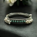 Bulk 62 Antique Look Best Silver Replica Bangle | Openable Stone & Pearl Work Ethnic Jewelry - "Mint"