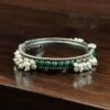 Antique Look Best Silver Replica Bangle | Openable Stone & Pearl Work Ethnic Jewelry 13 Antique look silver replica openable bangle with stone and pearl work
