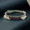 Antique Look Best Silver Replica Bangle | Openable Stone & Pearl Work Ethnic Jewelry 14 Antique look silver replica openable bangle with stone and pearl work