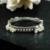 Antique Look Best Silver Replica Bangle | Openable Stone & Pearl Work Ethnic Jewelry 15 Antique look silver replica openable bangle with stone and pearl work