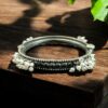 Antique Look Best Silver Replica Bangle | Openable Stone & Pearl Work Ethnic Jewelry 18 Antique look silver replica openable bangle with stone and pearl work