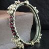 Antique Look Best Silver Replica Bangle | Openable Stone & Pearl Work Ethnic Jewelry 19 Antique look silver replica openable bangle with stone and pearl work