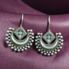 Traditional Half Moon Earrings | Silver Replica Oxidized Amazing Hook Earring for Women 13 Traditional oxidized silver replica half moon hook earrings for women