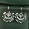 Traditional Half Moon Earrings | Silver Replica Oxidized Amazing Hook Earring for Women 14 Traditional oxidized silver replica half moon hook earrings for women