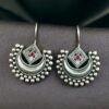Traditional Half Moon Earrings | Silver Replica Oxidized Amazing Hook Earring for Women 10 Traditional oxidized silver replica half moon hook earrings for women