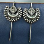 Designer Half Moon Oxidized Earcuff | Silver Replica Ethnic Stone Perfect Jewelry for Girls - "Baby Pink"
