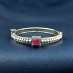 Bulk 36 Handcrafted Silver Plated Bangle | Openable Ethnic Kada with Beautiful Stone Design - "Red"