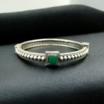 Bulk 42 Handcrafted Silver Plated Bangle | Openable Ethnic Kada with Beautiful Stone Design - "Green"