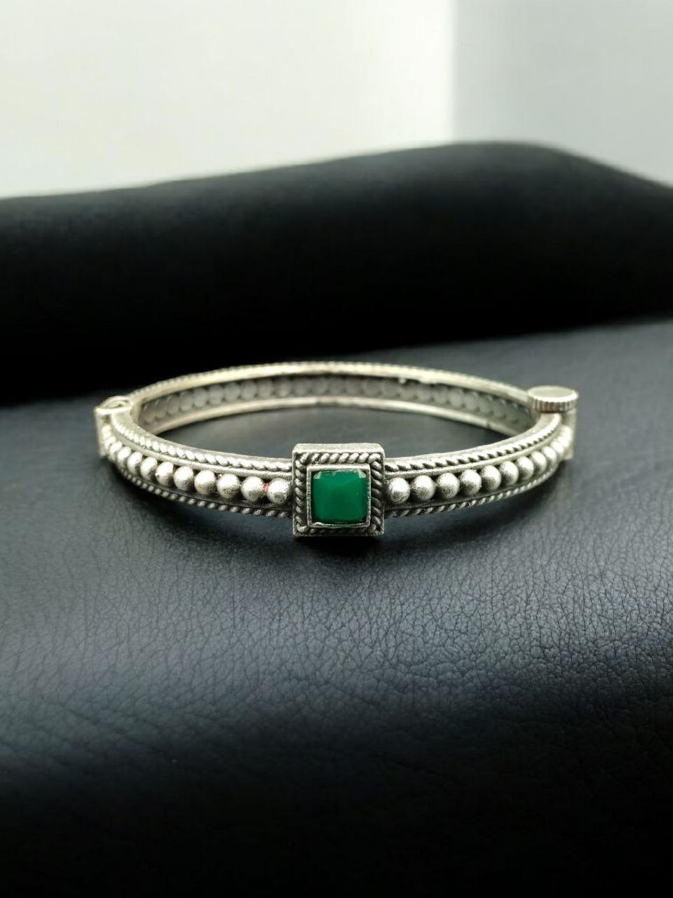 Handcrafted Silver Plated Bangle | Openable Ethnic Kada with Beautiful Stone Design 4 Handcrafted Silver Plated Openable Bangle with Beautiful Stone Design Ethnic Kada for Women