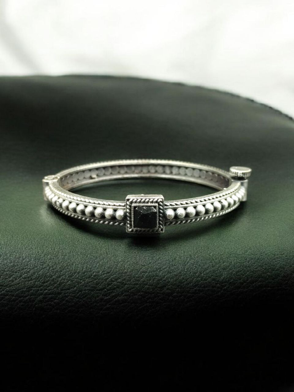 Handcrafted Silver Plated Bangle | Openable Ethnic Kada with Beautiful Stone Design 6 Handcrafted Silver Plated Openable Bangle with Beautiful Stone Design Ethnic Kada for Women