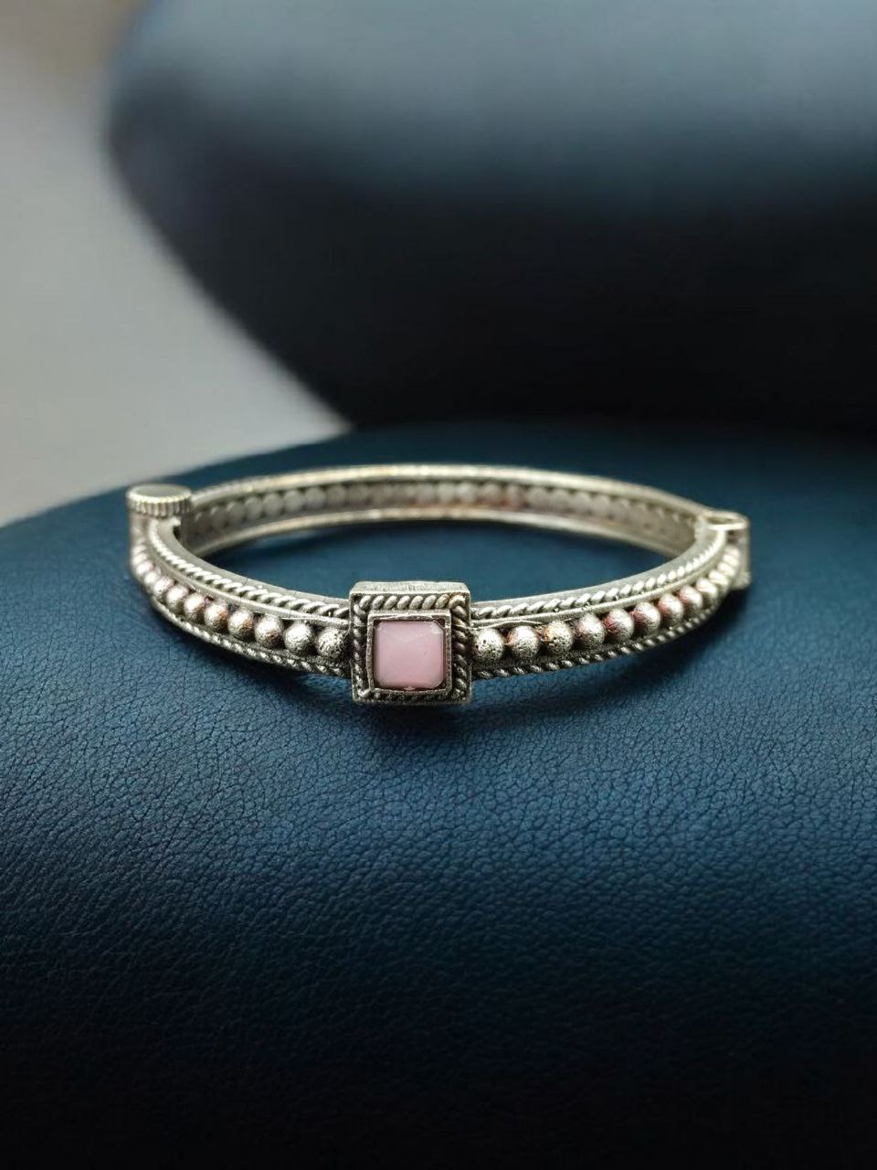 Handcrafted Silver Plated Bangle | Openable Ethnic Kada with Beautiful Stone Design 10 Handcrafted Silver Plated Openable Bangle with Beautiful Stone Design Ethnic Kada for Women