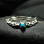 Bulk 44 Handcrafted Silver Plated Bangle | Openable Ethnic Kada with Beautiful Stone Design - "Aqua"