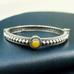 Bulk 22 Antique Look Silver Plated Kada | Stone Work Openable Ethnic Perfect Bangle for Women - "Yellow"