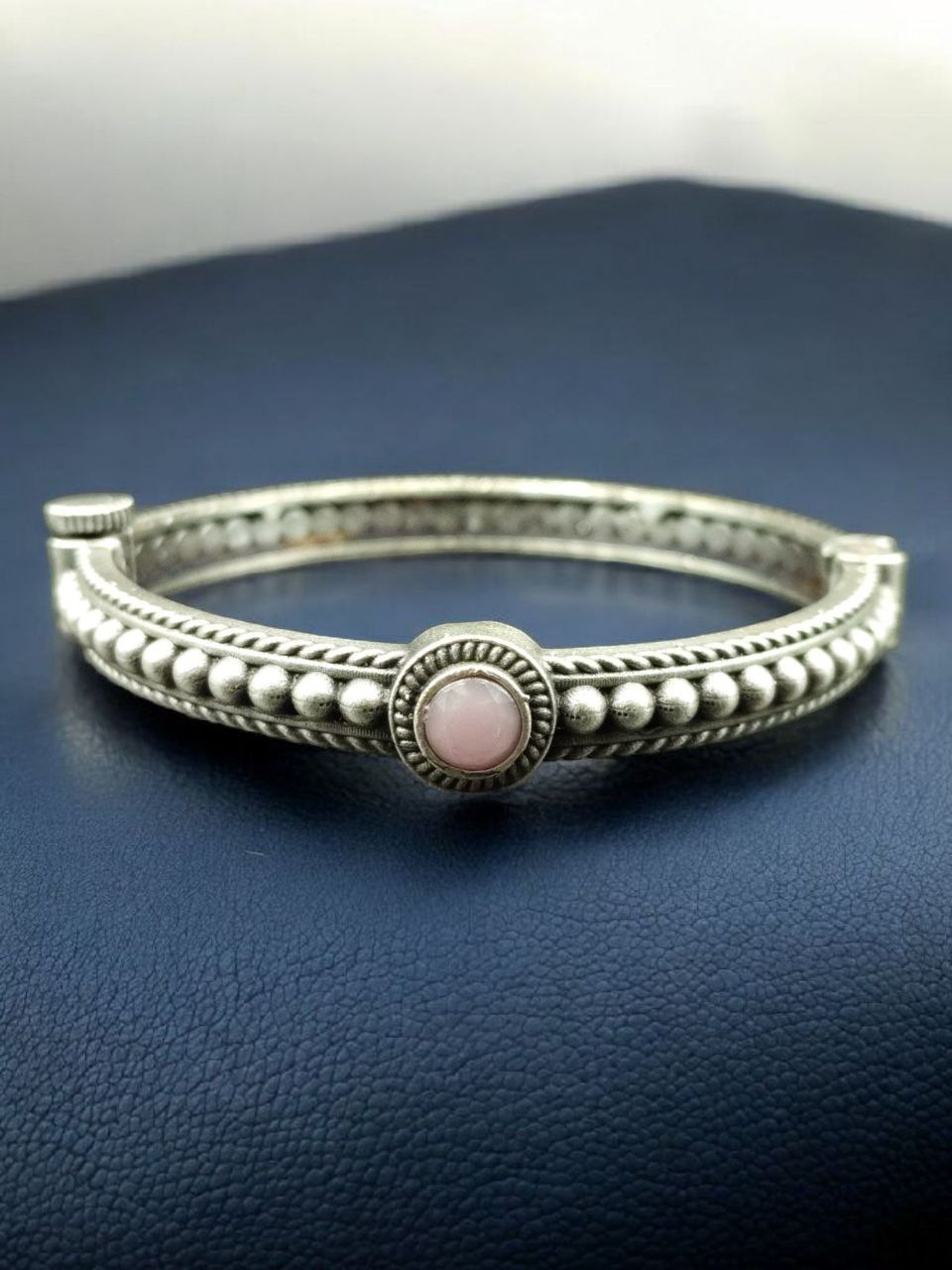 Antique Look Silver Plated Kada | Stone Work Openable Ethnic Perfect Bangle for Women 7 Antique look silver plated openable kada with stone work for women.