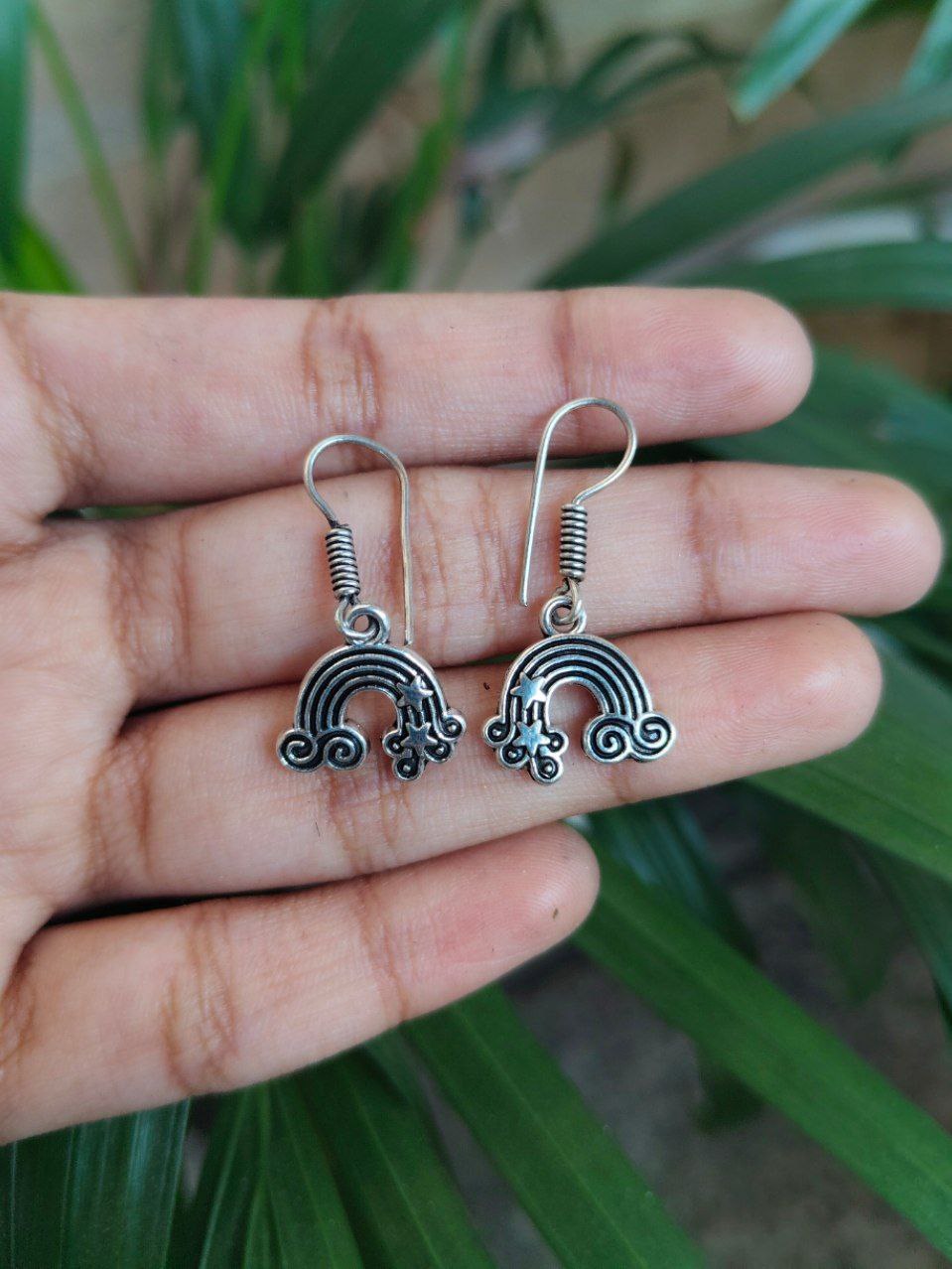 Elegant Rainbow Hook Earrings | German Silver Ethnic Dangler Jewelry Perfect for Daily Use 4 c