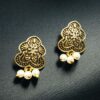 Lightweight gold plated pearl stud earrings for girls’ daily wear.