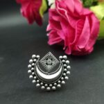 Adjustable Half Moon Ring | Silver Replica Best Traditional Stone Jewelry for Women - "White"