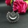 Adjustable Half Moon Ring | Silver Replica Best Traditional Stone Jewelry for Women 19 Adjustable silver replica half moon ring with stone design for women.