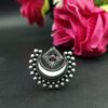 Adjustable Half Moon Ring | Silver Replica Best Traditional Stone Jewelry for Women 18 Adjustable silver replica half moon ring with stone design for women.