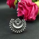 Adjustable Half Moon Ring | Silver Replica Best Traditional Stone Jewelry for Women - "Black"