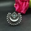 Adjustable Half Moon Ring | Silver Replica Best Traditional Stone Jewelry for Women 12 Adjustable silver replica half moon ring with stone design for women.