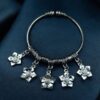 Traditional German Silver Flower Charm Bangles | Beautiful Ethnic Handcrafted Jewelry 4 Traditional German silver with flower charm bangles ethnic handcrafted design.