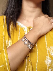 Traditional German Silver Flower Charm Bangles | Beautiful Ethnic Handcrafted Jewelry