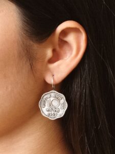 Handcrafted 10 Paisa Coin Earrings | Silver Replica Oxidized Hook Amazing Jewelry for Girls
