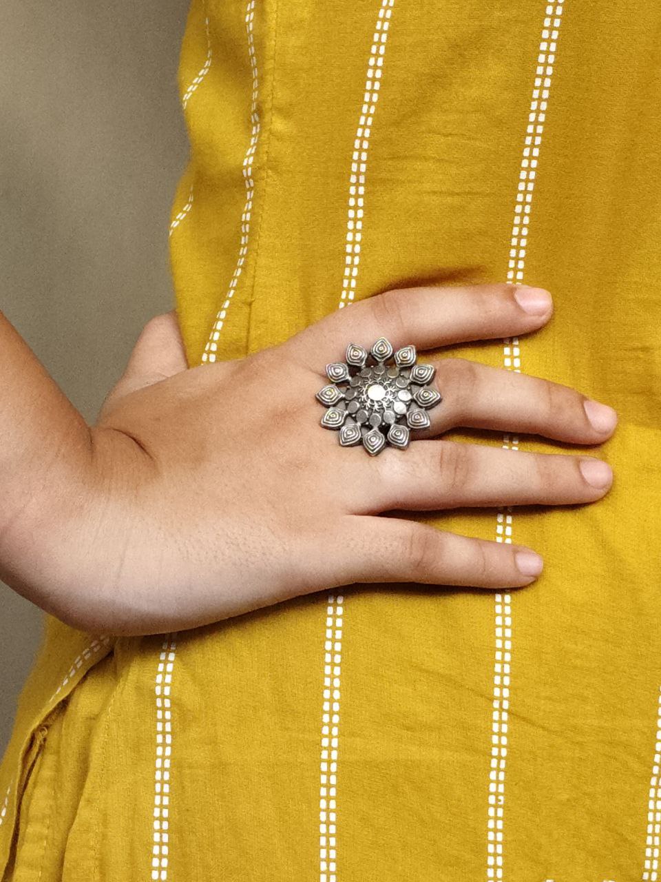 Oxidized Adjustable Ring | Silver Replica Ethnic Daily Wear Jewelry Best Gift for Girls 2 Oxidized adjustable ring ethnic jewelry for girls