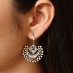Traditional Half Moon Earrings | Silver Replica Oxidized Amazing Hook Earring for Women