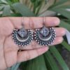 Traditional Half Moon Earrings | Silver Replica Oxidized Amazing Hook Earring for Women 16 Traditional oxidized silver replica half moon earrings for women