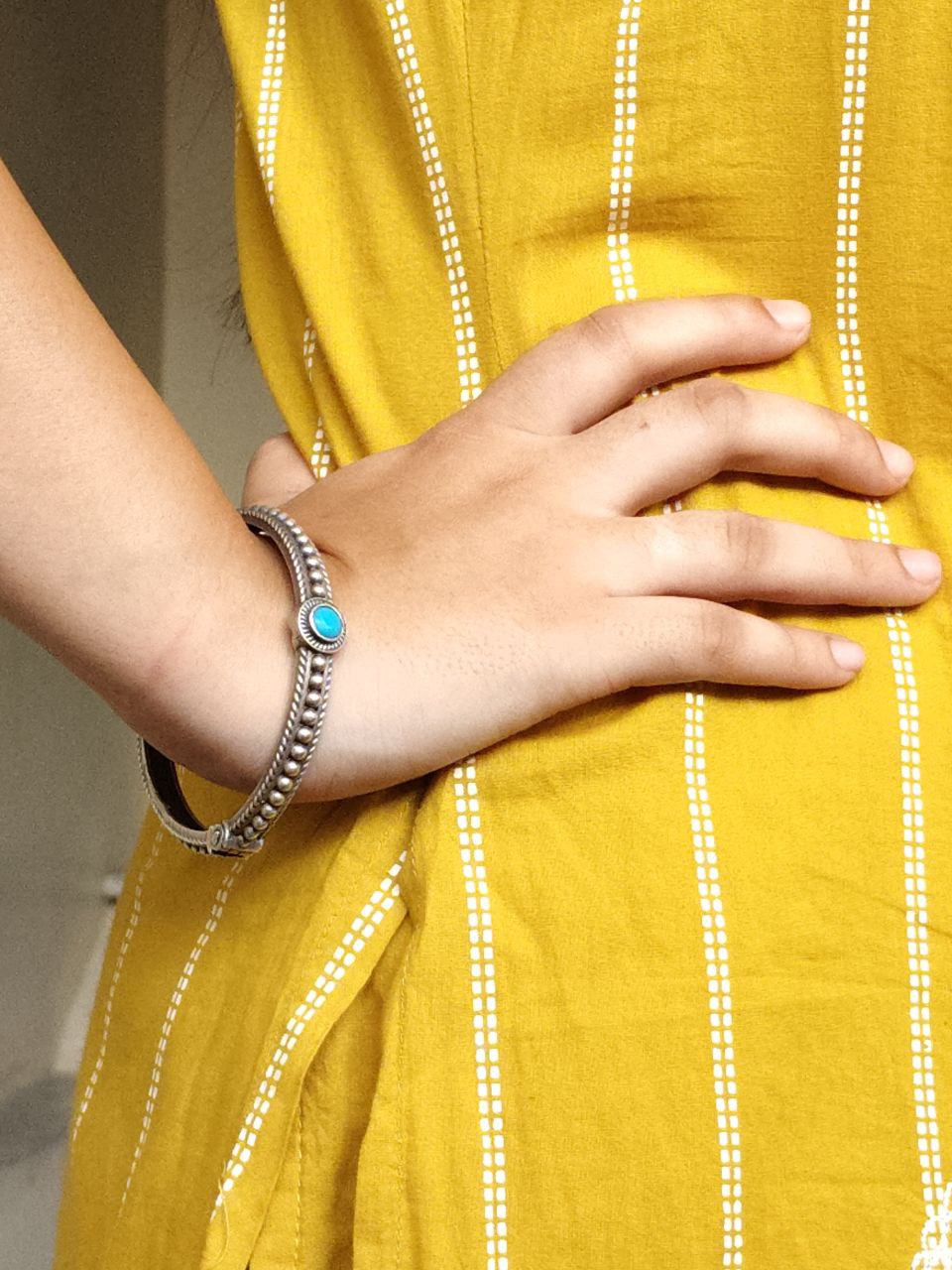 Antique Look Silver Plated Kada | Stone Work Openable Ethnic Perfect Bangle for Women 2 Antique look silver plated openable kada with stone work for women.