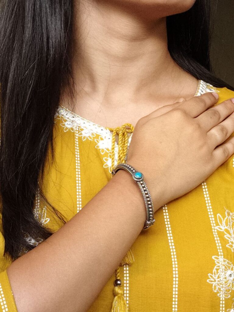 Antique Look Silver Plated Kada | Stone Work Openable Ethnic Perfect Bangle for Women