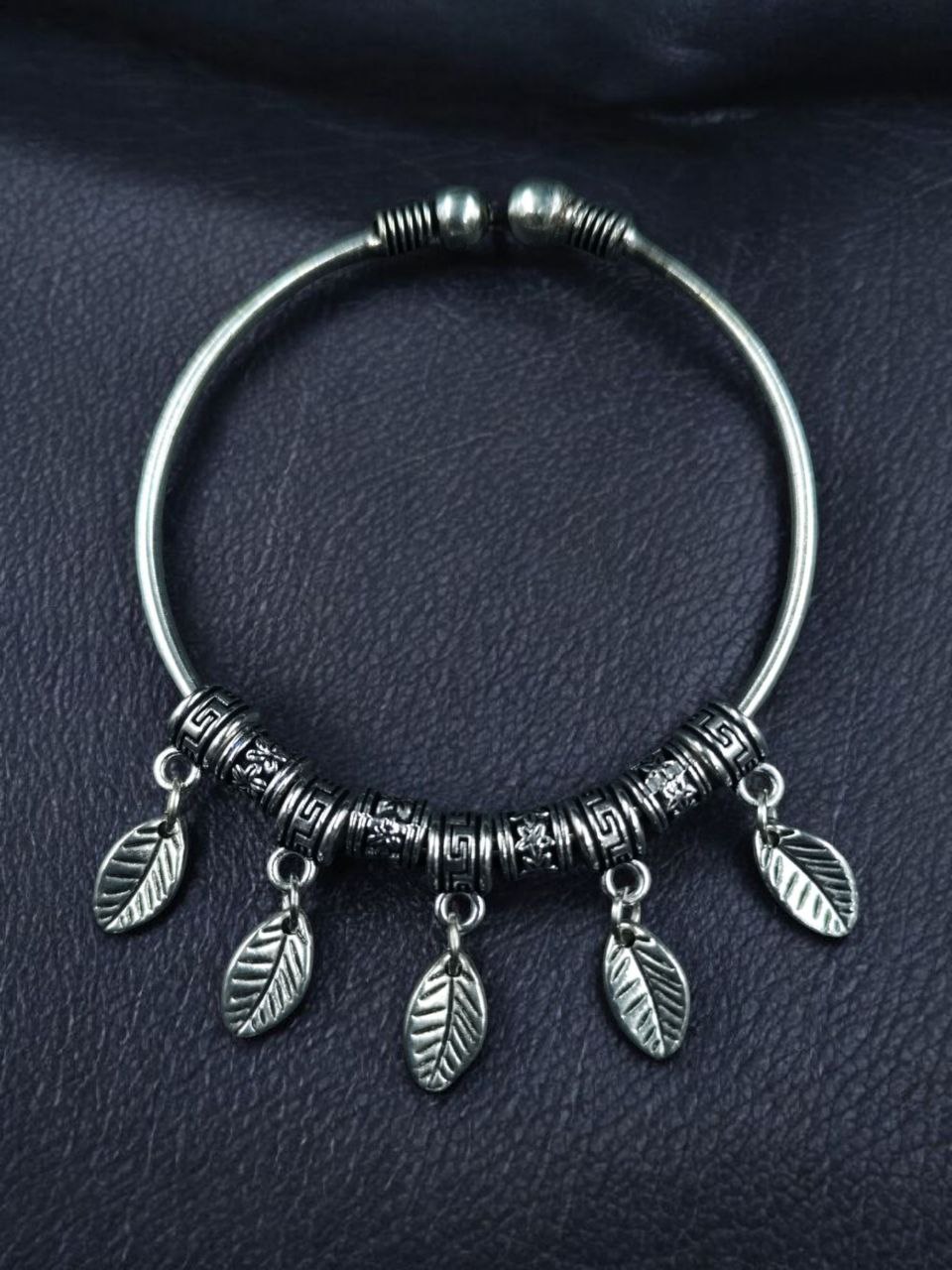 Stylish German Silver Leaf Charm Bangles | Perfect Ethnic Jewelry For Women 3 Stylish German silver leaf charm bangles for ethnic wear.