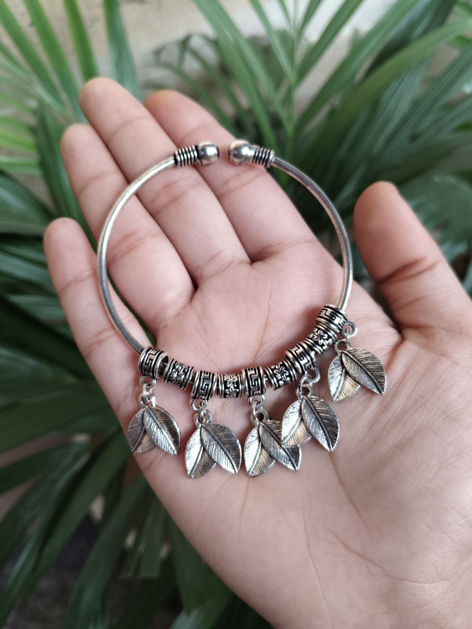 Antique Look German Silver Leaf Charm Bangles | Ethnic Best Traditional Design Jewelry 3 Stylish German silver leaf charm bangles for ethnic wear.
