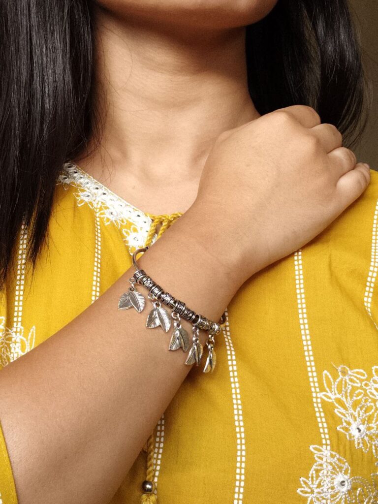 Antique Look German Silver Leaf Charm Bangles | Ethnic Best Traditional Design Jewelry