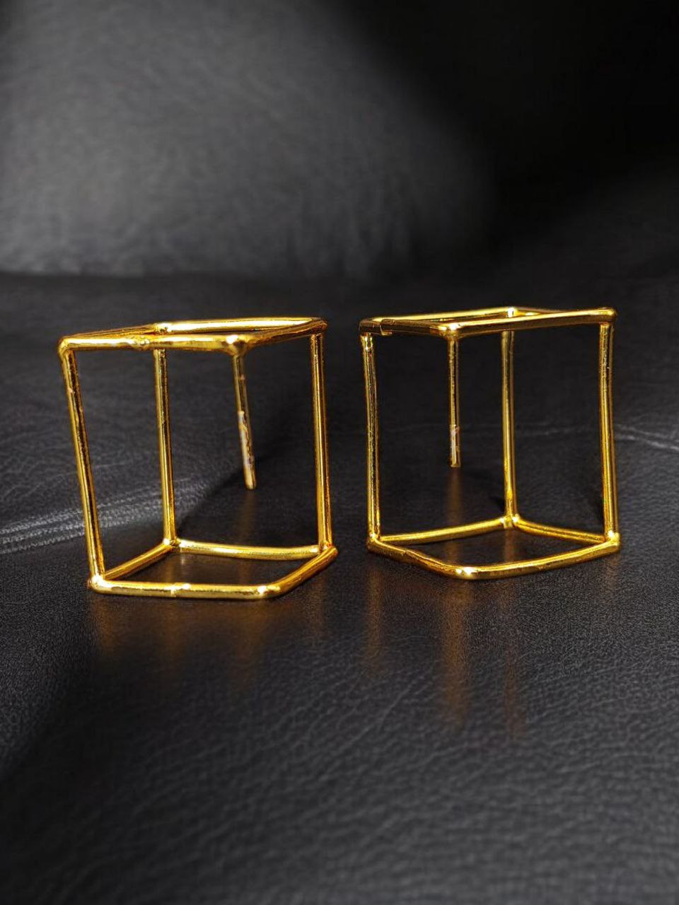 Unique Gold Plated Geometric Stud Earrings | Western Look Jewelry For Girls 2 Unique gold plated geometric stud earrings for girls with modern western look