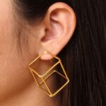 Unique Gold Plated Geometric Stud Earrings | Western Look Jewelry For Girls