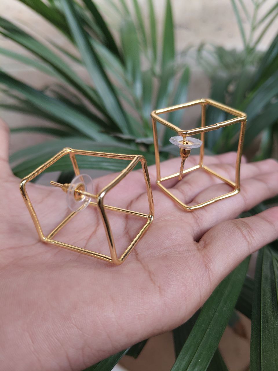 Unique Gold Plated Geometric Stud Earrings | Western Look Jewelry For Girls 5 Unique gold plated geometric stud earrings for girls with modern western look